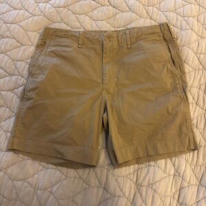 Buck Mason Olive-Tan Flat Front Chino Shorts